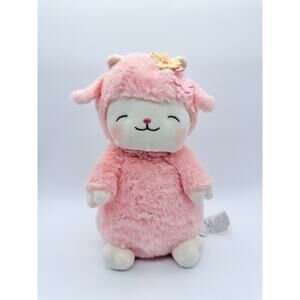 Miniso Pink Blossom Lamb Plush Yellow Flower 10" Sheep Stuffie Plushie Lovey
